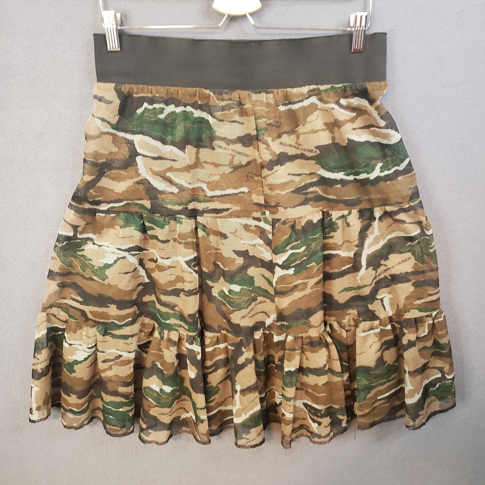 Sheer Army Green Net Camouflage Midi Skirt - Measures 31" Elastic Waist‎ L/XL